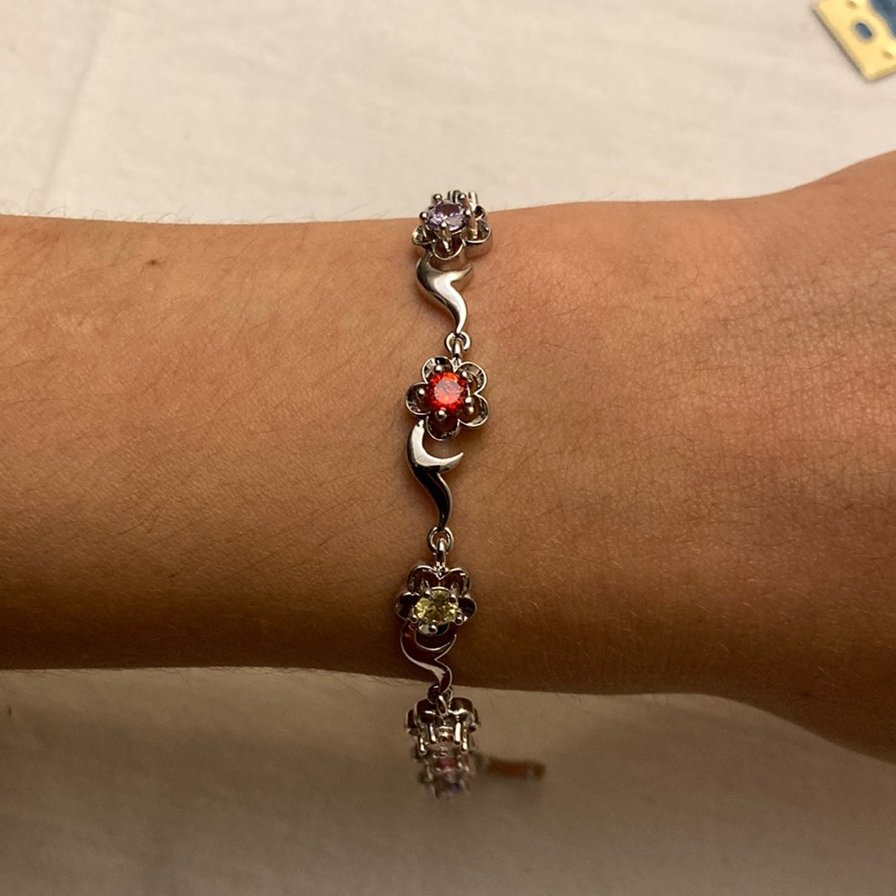 white gold plated floral bracelet